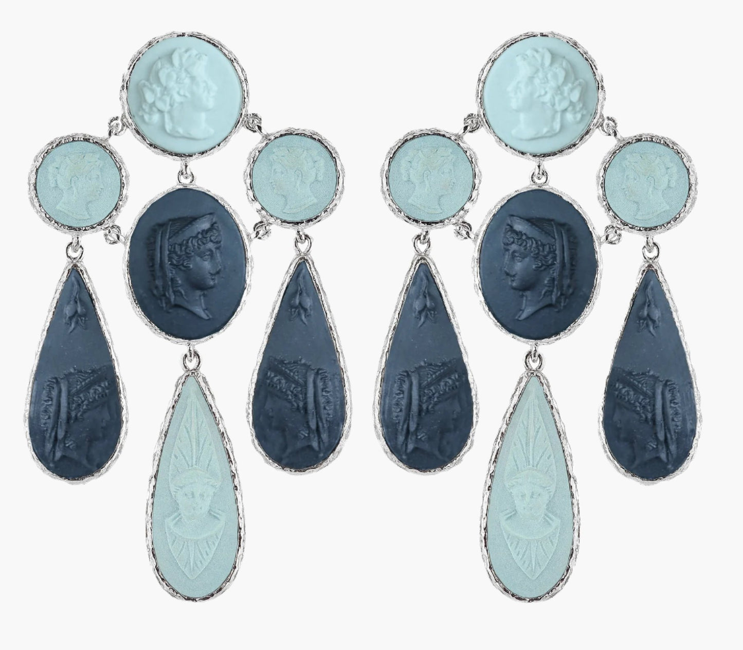 Profile of Women in Ancient Rome Cameo Chandelier Earrings