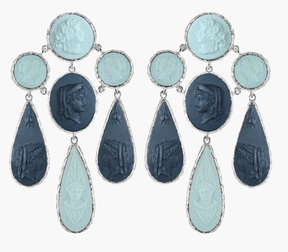 Profile of Women in Ancient Rome Cameo Chandelier Earrings