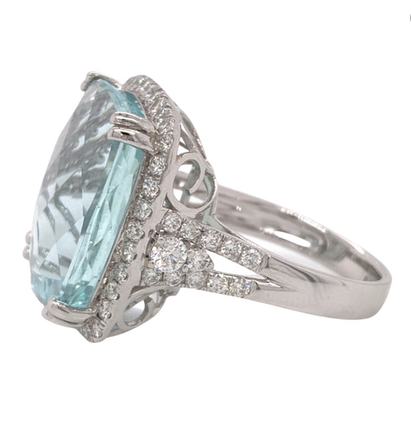 Aquamarine and Diamond Ring 19.22 Carats