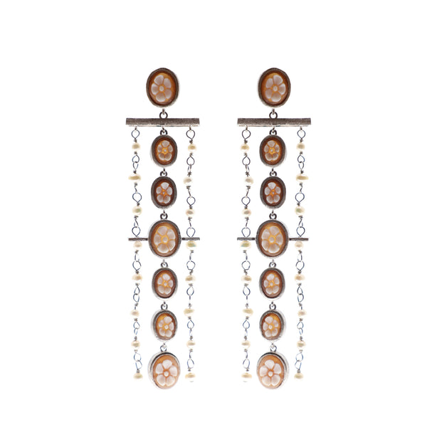 Cameo Oval Fiore Chain Earrings