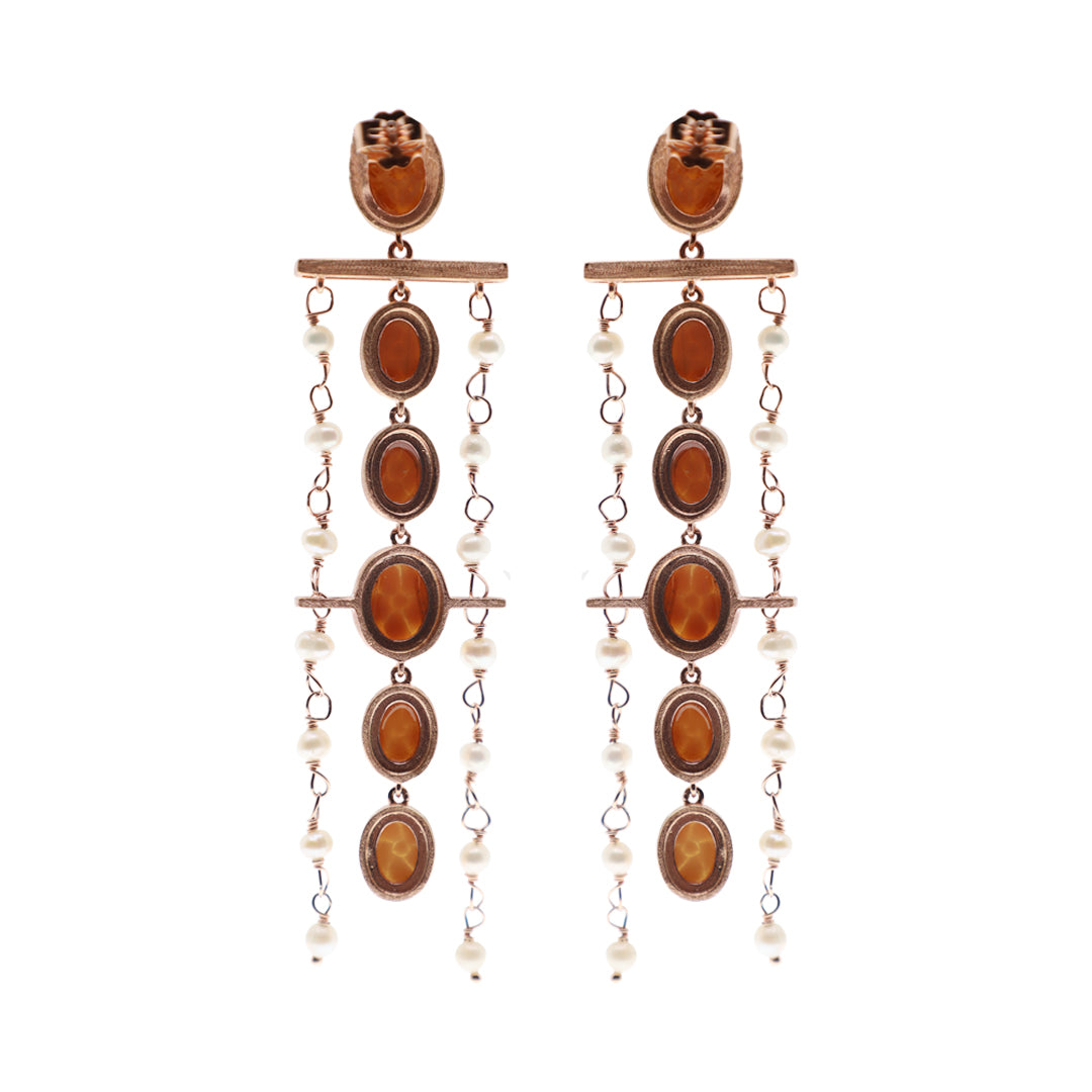 Cameo Oval Fiore Chain Earrings