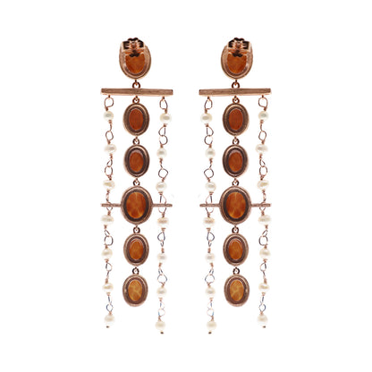 Cameo Oval Fiore Chain Earrings