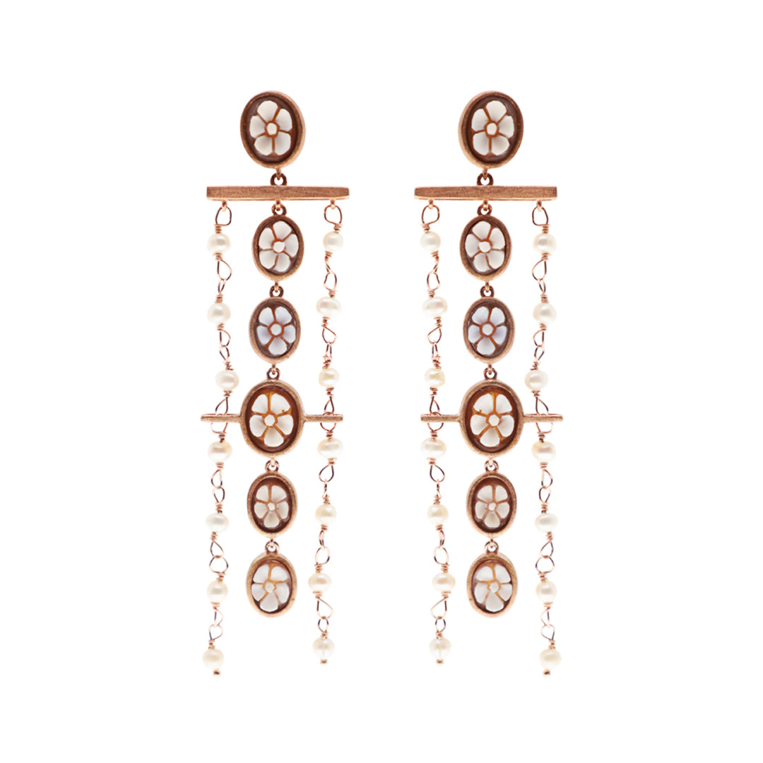 Cameo Oval Fiore Chain Earrings