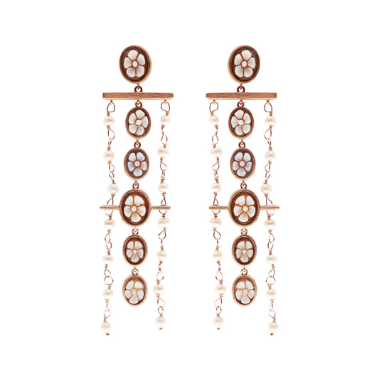 Cameo Oval Fiore Chain Earrings